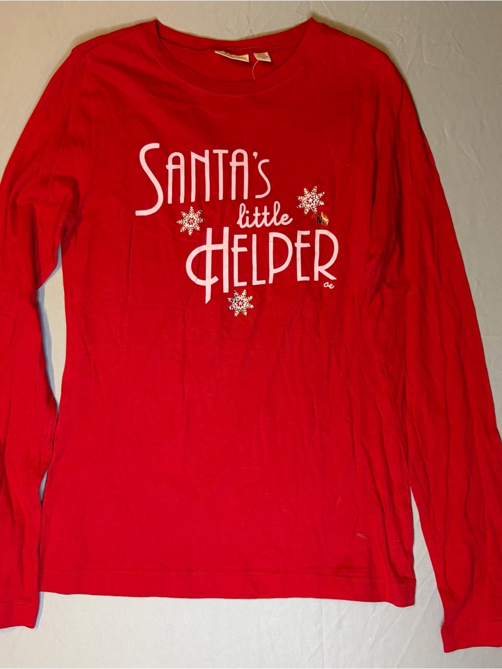 American Eagle Outfitters Red "Santa's Little Helper" Long-Sleeve Tee